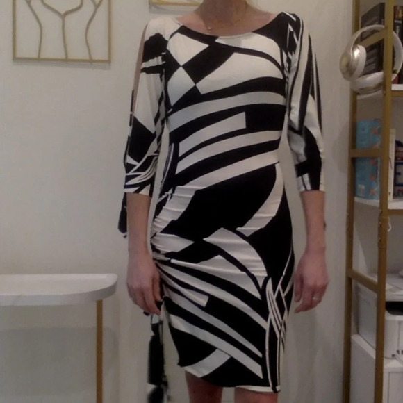 Cache Marble Print & Striped Cold Shoulder Dress Size XS - Picture 2 of 8